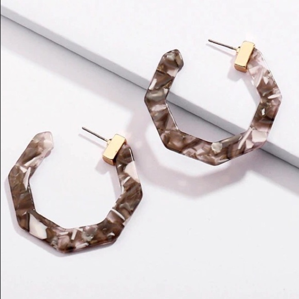 Octagon Resin Hoop Earrings